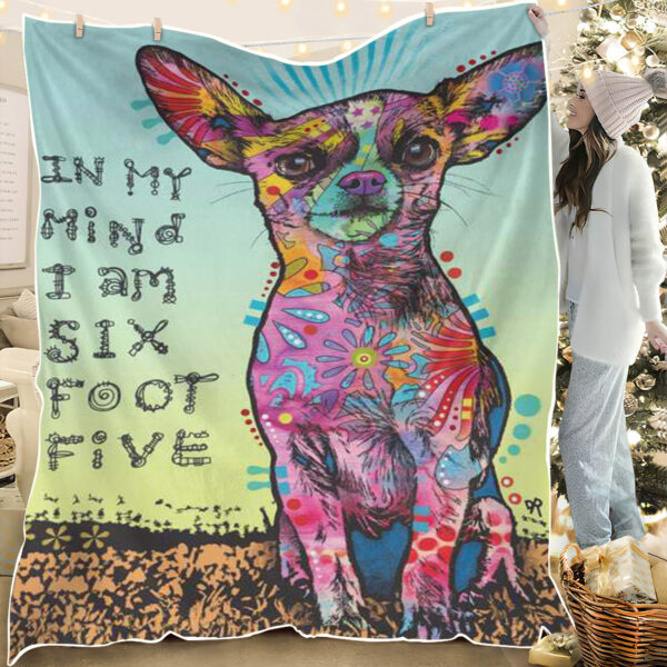 Blanket With Dogs Face – Chihuahua – In My Mind – Dog Fleece Blanket – Dog Blankets – Dog Painting Blanket – Furlidays