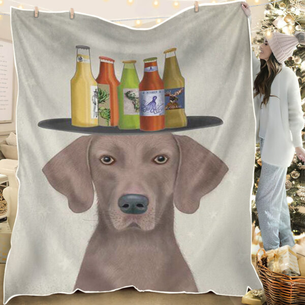 Dog Blankets – Weimerarner Beer Lover – Dog Blankets For Sofa – Dog Painting Blanket – Dog Fleece Blanket – Furlidays