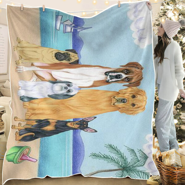 Dog Blankets – Great Outdoors Lakeside – Dog Fleece Blanket – Dog Face Blanket – Dog Painting Blanket – Furlidays