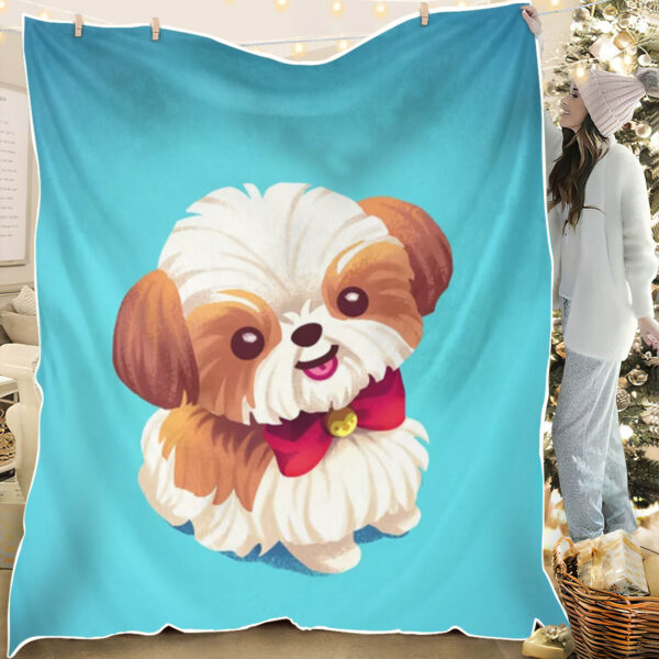 Dog Painting Blanket – Shih Tzu Love – Dog Throw Blanket – Dog In Blanket – Dog Fleece Blanket – Furlidays