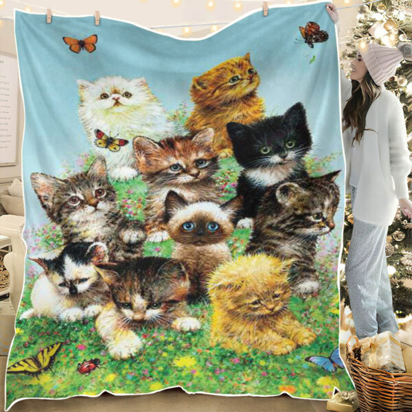 Cat Fleece Blanket – Kittens – Cat In Blanket – Cats Blanket – Cat Blanket For Couch – Furlidays