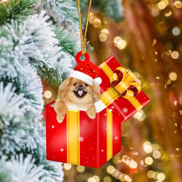 pekingese In Red Gift Box Christmas Ornament – Holiday Dog Ornaments