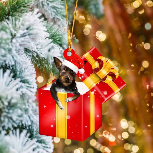 Australian Kelpie In Red Gift Box Christmas Ornament – Holiday Dog Ornaments