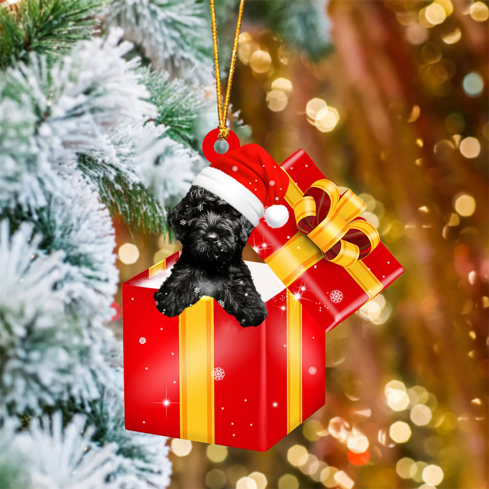 Cavapoo In Red Gift Box Christmas Ornament - Holiday Dog Ornaments