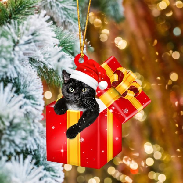 Black Cat In Red Gift Box Christmas Ornament – Holiday Dog Ornaments