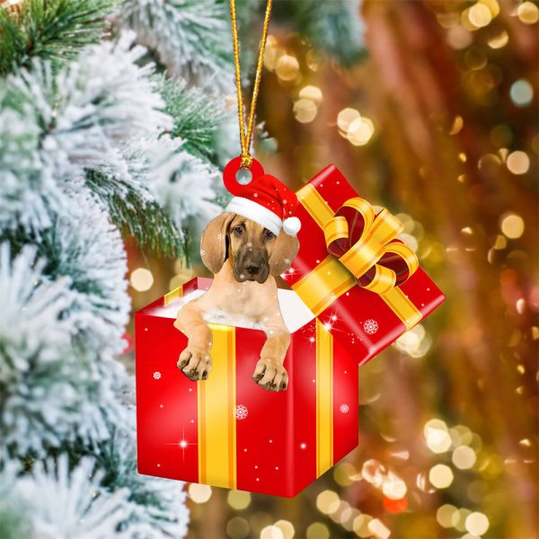 Great Dane In Red Gift Box Christmas Ornament – Holiday Dog Ornaments