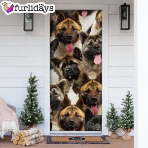 A Bunch Of American Akitas Door Cover Great Gift Idea For Dog Lovers Dog Memorial Gift