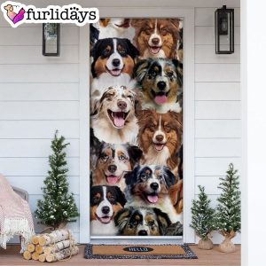 A Bunch Of Australian Shepherds Door Cover Great Gift Idea For Dog Lovers Dog Memorial Gift