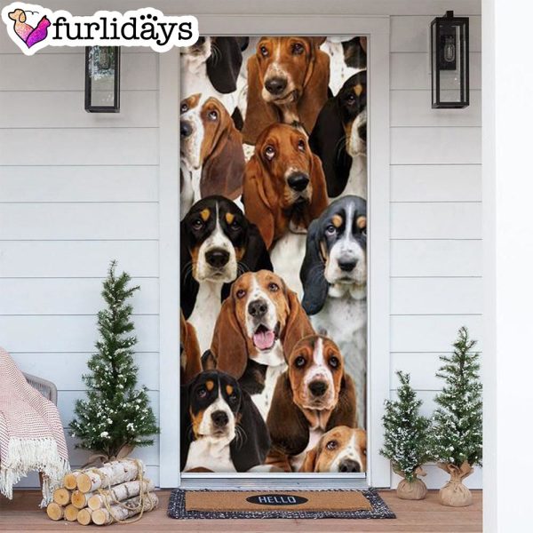 A Bunch Of Basset Hounds Door Cover Great Gift Idea For Dog Lovers – Dog Memorial Gift