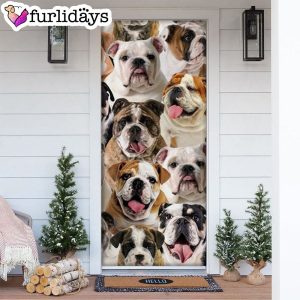 A Bunch Of English Bulldogs Door Cover Great Gift Idea For Dog Lovers Dog Memorial Gift