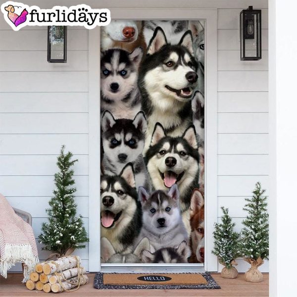 A Bunch Of Huskies Door Cover Great Gift Idea For Dog Lovers – Dog Memorial Gift