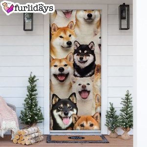 A Bunch Of Shiba Inus Door Cover Great Gift Idea For Dog Lovers Dog Memorial Gift