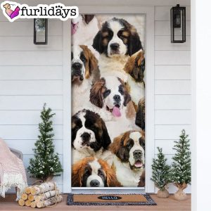 A Bunch Of St. Bernards Door Cover Great Gift Idea For Dog Lovers Dog Memorial Gift