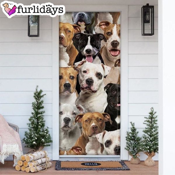 A Bunch Of Staffordshire Bull Terriers Door Cover Great Gift Idea For Dog Lovers – Dog Memorial Gift