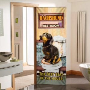 A Happy Dachshund Rest Room Door Cover Xmas Outdoor Decoration Gifts For Dog Lovers 1
