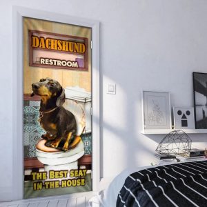 A Happy Dachshund Rest Room Door Cover Xmas Outdoor Decoration Gifts For Dog Lovers 2