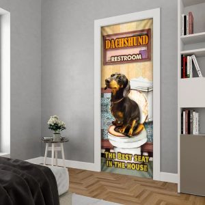 A Happy Dachshund Rest Room Door Cover Xmas Outdoor Decoration Gifts For Dog Lovers 3