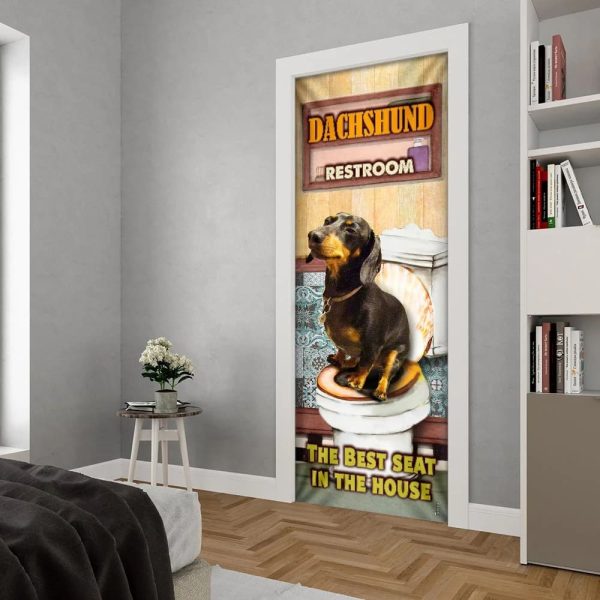 A Happy Dachshund Rest Room Door Cover – Xmas Outdoor Decoration – Gifts For Dog Lovers