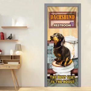 A Happy Dachshund Rest Room Door Cover Xmas Outdoor Decoration Gifts For Dog Lovers 4