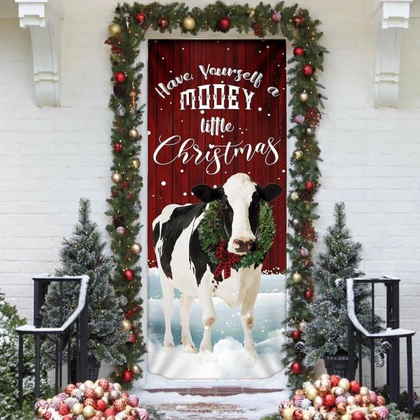 A Little Mooey Christmas Door Cover – Christmas Door Cover Decorations – Unique Gifts Doorcover