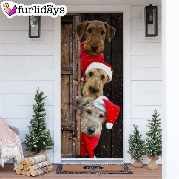Airedale Terrier Christmas Door Cover – Xmas Gifts For Pet Lovers – Christmas Decor