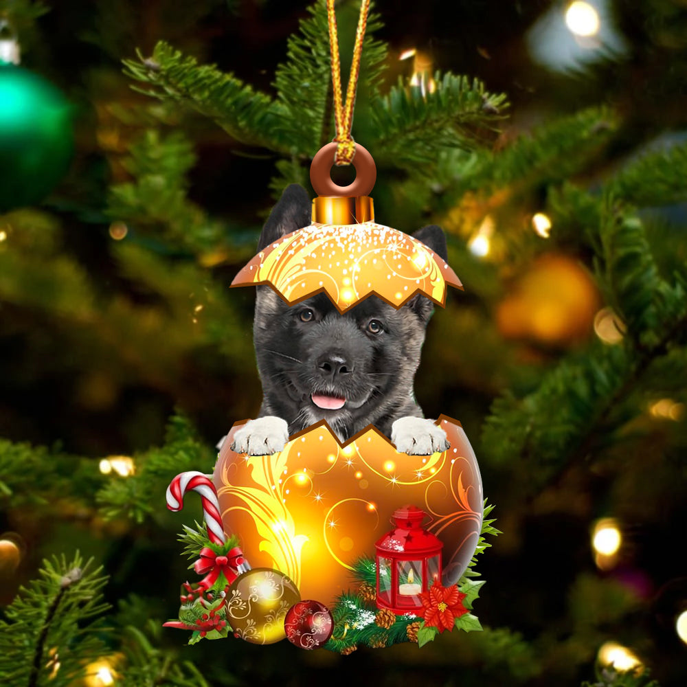 American Akita In Golden Egg Christmas Ornament - Car Ornament - Unique Dog Gifts For Owners
