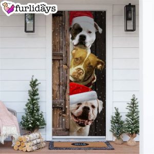 American Bulldog Christmas Door Cover Xmas Gifts For Pet Lovers Christmas Decor