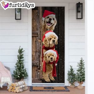 American Cocker Spaniel Christmas Door Cover Xmas Gifts For Pet Lovers Christmas Decor