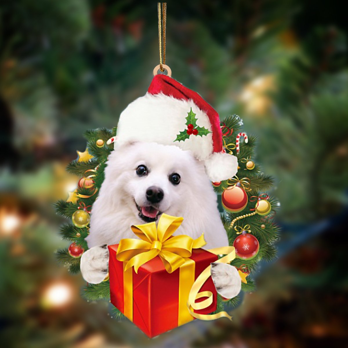 American Eskimo Dog Give Gifts Hanging Ornament - Flat Acrylic Dog Ornament – Dog Lovers Gifts For Him Or Her