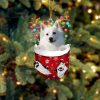 American Eskimo In Snow Pocket Christmas Ornament – Two Sided Christmas Plastic Hanging