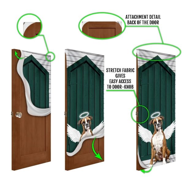 Angel Boxer Dog Door Cover – Xmas Outdoor Decoration – Gifts For Dog Lovers