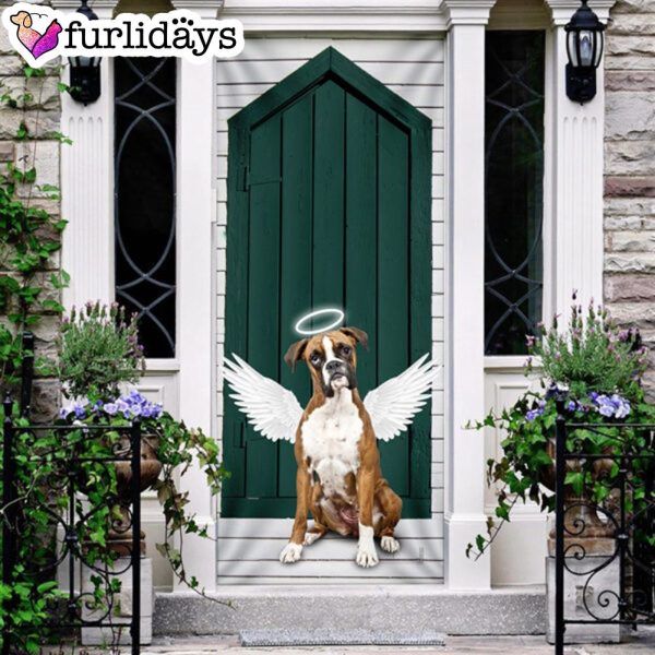 Angel Boxer Dog Door Cover – Xmas Outdoor Decoration – Gifts For Dog Lovers
