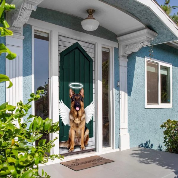 Angel German Shepherd Dog Door Cover – Xmas Outdoor Decoration – Gifts For Dog Lovers