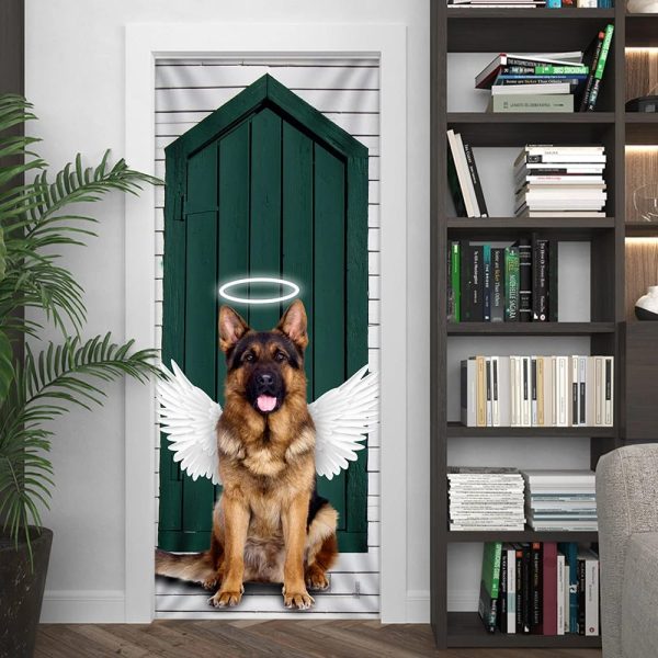 Angel German Shepherd Dog Door Cover – Xmas Outdoor Decoration – Gifts For Dog Lovers