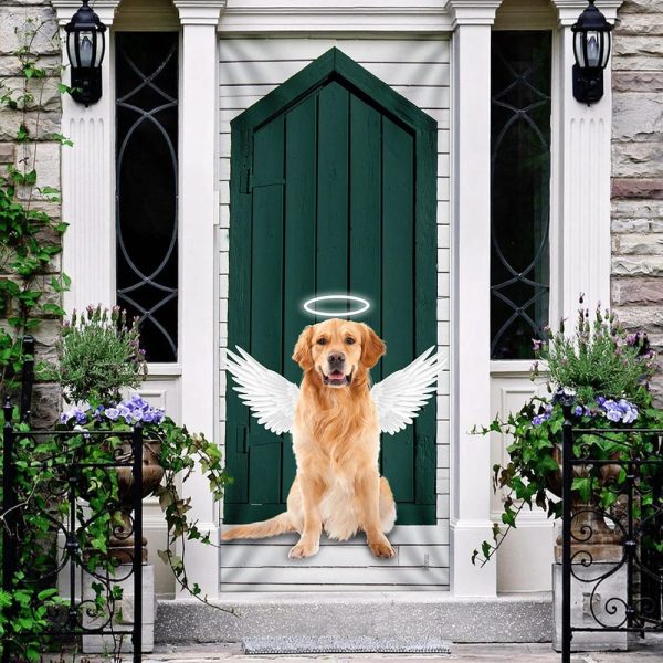 Angel Golden Retriever Door Cover – Xmas Outdoor Decoration – Gifts For Dog Lovers
