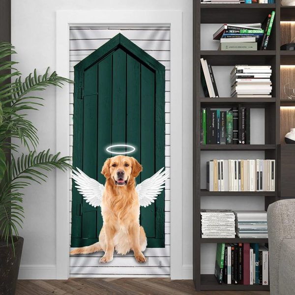 Angel Golden Retriever Door Cover – Xmas Outdoor Decoration – Gifts For Dog Lovers