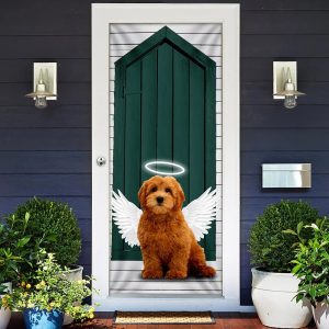 Angel Goldendoodle Dog Door Cover Xmas Outdoor Decoration Gifts For Dog Lovers 2