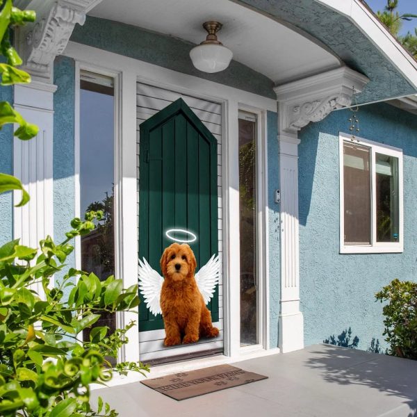 Angel Goldendoodle Dog Door Cover – Xmas Outdoor Decoration – Gifts For Dog Lovers