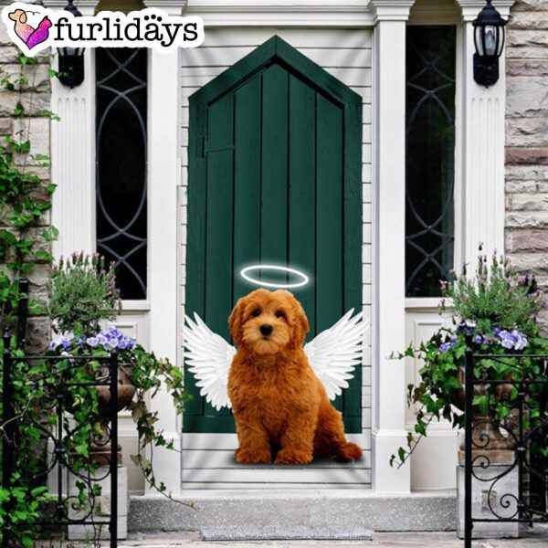 Angel Goldendoodle Dog Door Cover – Xmas Outdoor Decoration – Gifts For Dog Lovers