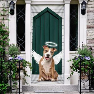 Angel Pit Bull Dog Door Cover Xmas Outdoor Decoration Gifts For Dog Lovers 1