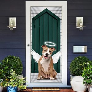 Angel Pit Bull Dog Door Cover Xmas Outdoor Decoration Gifts For Dog Lovers 2