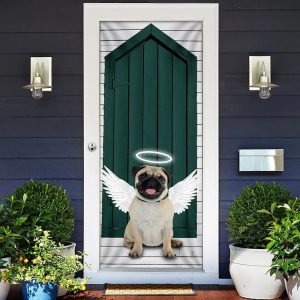 Angel Pug Dog Door Cover Xmas Outdoor Decoration Gifts For Dog Lovers 2