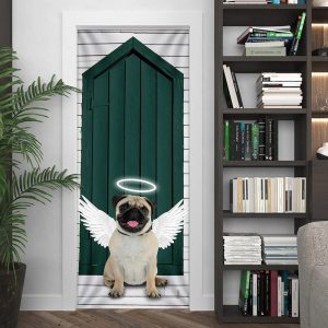 Angel Pug Dog Door Cover Xmas Outdoor Decoration Gifts For Dog Lovers 4