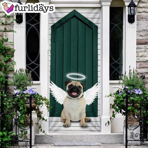 Angel Pug Dog Door Cover Xmas Outdoor Decoration Gifts For Dog Lovers 6