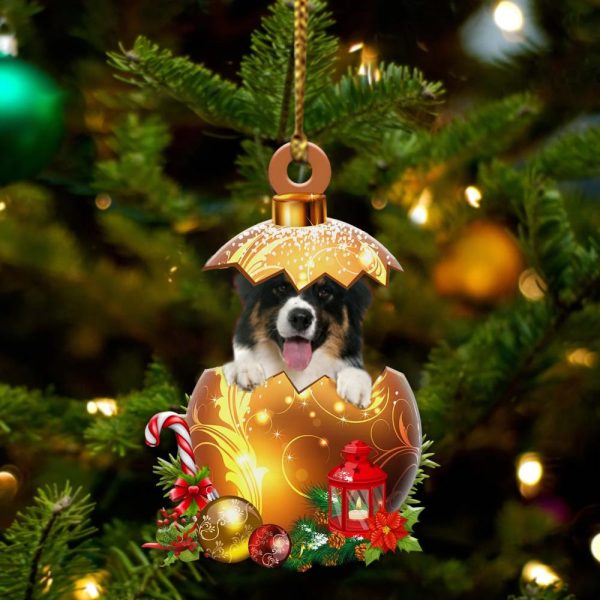 Australian-Shepherd In Golden Egg Christmas Ornament – Car Ornament – Unique Dog Gifts For Owners