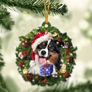 Australian Shepherd And Christmas Ornament – Acrylic Dog Ornament – Gifts For Dog Lovers