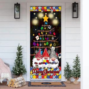 Autism Family Merry Christmas Door Cover…