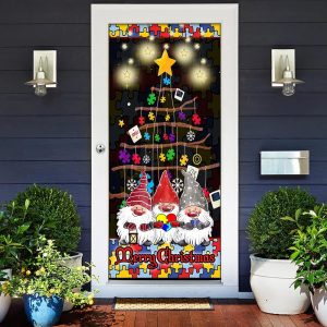 Autism Family Merry Christmas Door Cover Front Door Christmas Cover Unique Gifts Doorcover 2