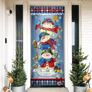 Banner Home Decor Let It Snowman Christmas Door Cover Christmas Outdoor Decoration Unique Gifts Doorcover 1