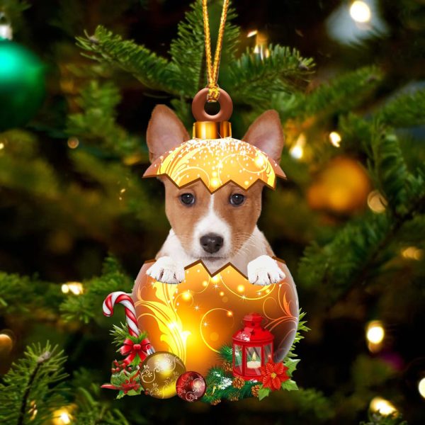 Basenji In Golden Egg Christmas Ornament – Car Ornament – Unique Dog Gifts For Owners
